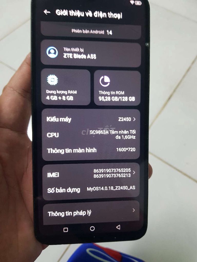 ZTE Blade A55 128GB Đen. Mua bán Điện thoại tại Huyện Hóc Môn Tp Hồ Chí Minh được đăng bởi điện thoại laptop chất hình 1