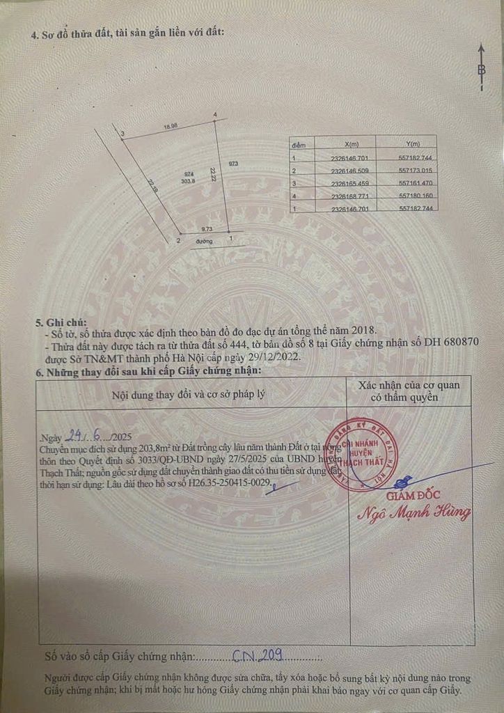 Chính chủ cần bán gấp lô đất 2 mặt tiền ngay KCN Hoà Lạc, DT 304m2