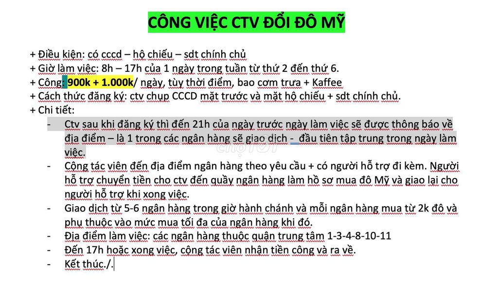 Cần tuyển CTV