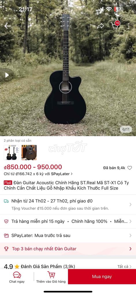 Đàn guitar Acoustic ST-X4 Sài Thành Like New