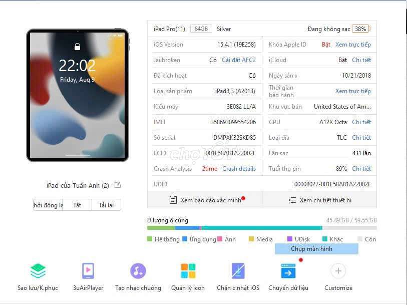 cần bán iPad Pro (11) 64GB Wifi 4G. Mua bán Máy tính bảng tại Huyện Hoài Đức Hà Nội được đăng bởi Thợ Săn hình 1