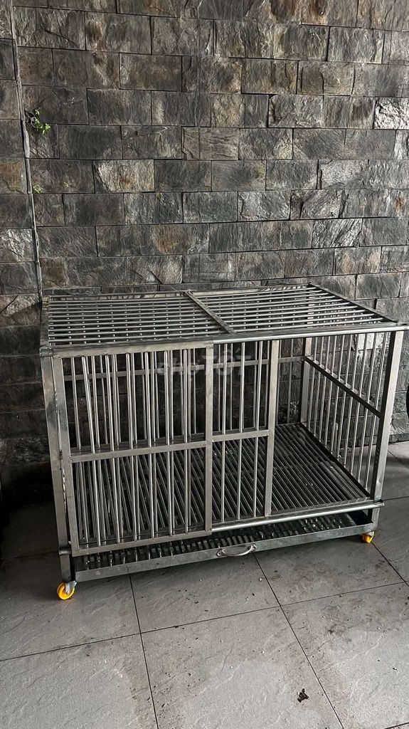 Chuồng chó Inox 100x62x85cm có khay bánh xe. Mua bán Phụ kiện, Thức ăn, Dịch vụ tại Thành phố Thuận An Bình Dương được đăng bởi Inox79 hình 1