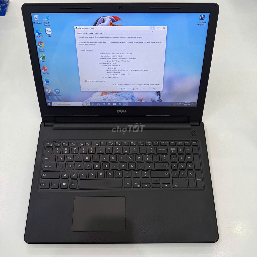 Dell Inspiron 3576 i5-8250U 15.6 inch 4GB/256GB. Mua bán Laptop tại Thành phố Huế Thừa Thiên Huế được đăng bởi T T Center hình 1