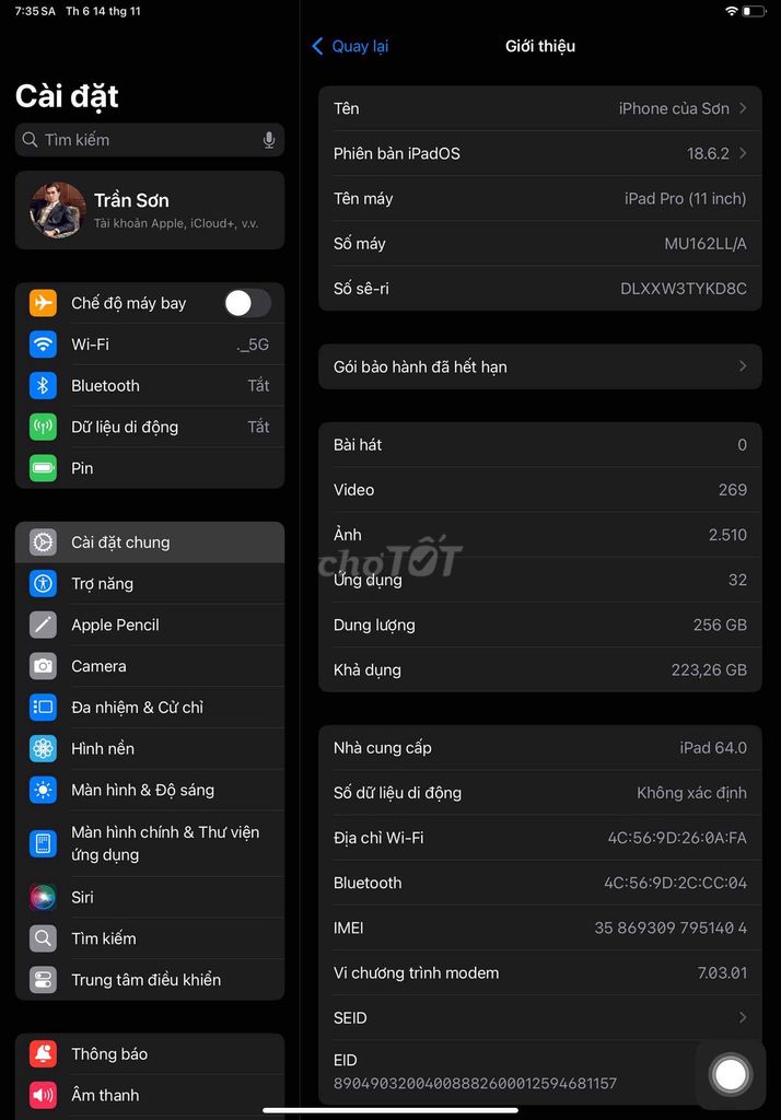 ipad pro 2018 256g 5G. Mua bán Máy tính bảng tại Quận 11 Tp Hồ Chí Minh được đăng bởi ba hai ba hình 1