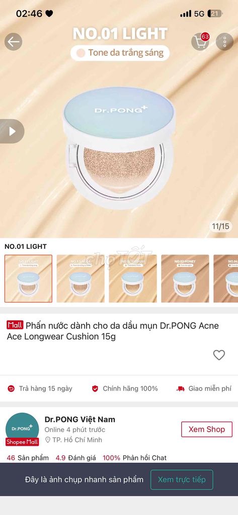 Phấn nước Dr.PONG Ace Longwear Cushion. Mua bán Phụ kiện thời trang khác tại Thành phố Thủ Đức Tp Hồ Chí Minh được đăng bởi Tạ Hoàng Ngọc Trâm hình 1