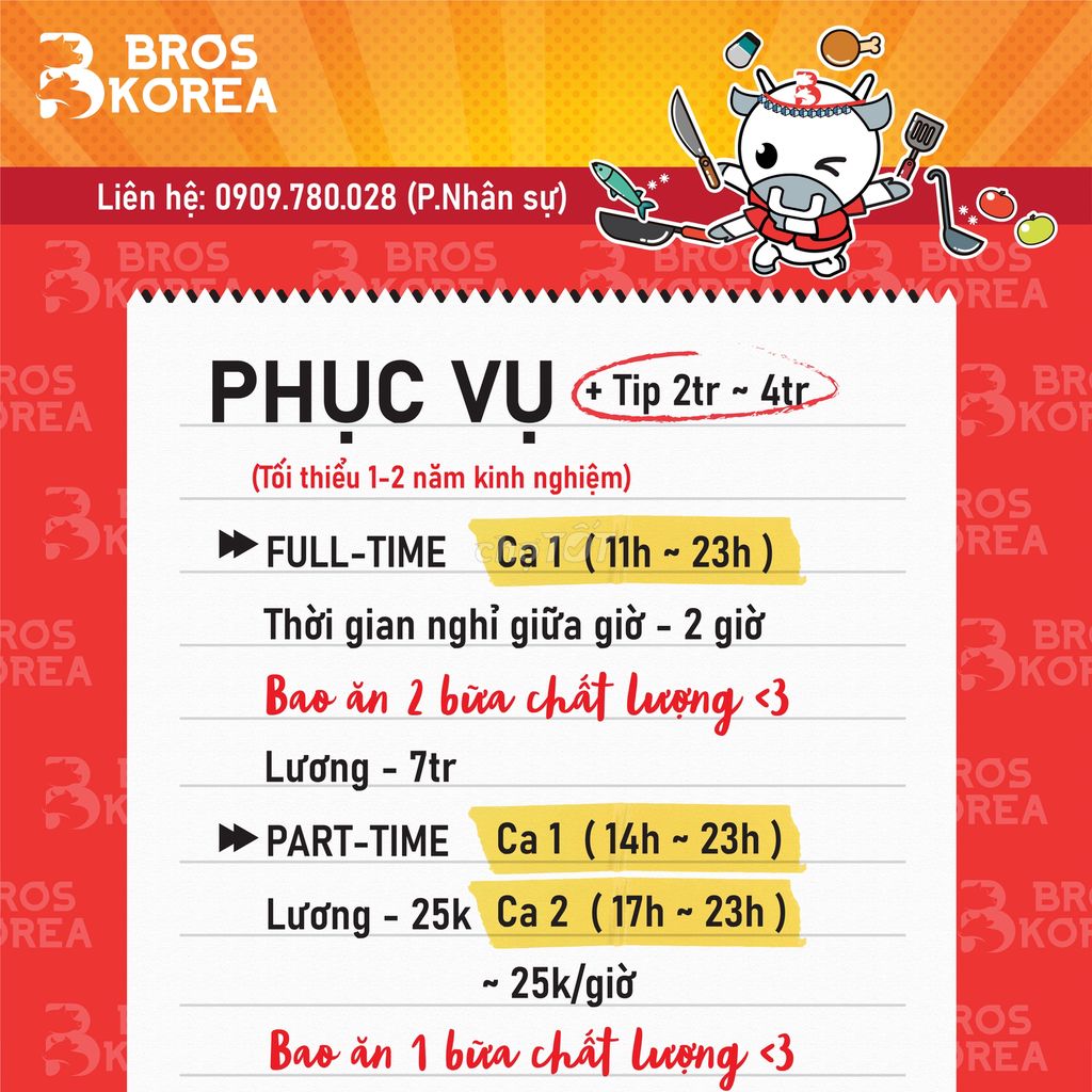 PHỤC VỤ 11-23H LƯƠNG CAO 8-12TR++ QUẬN 3