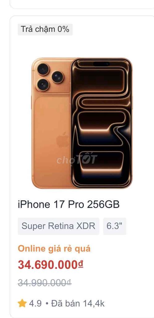 iPhone 17 Pro 256GB Vàng Mới. Mua bán Điện thoại tại Thành phố Vũng Tàu Bà Rịa - Vũng Tàu được đăng bởi anh tùng hình 1