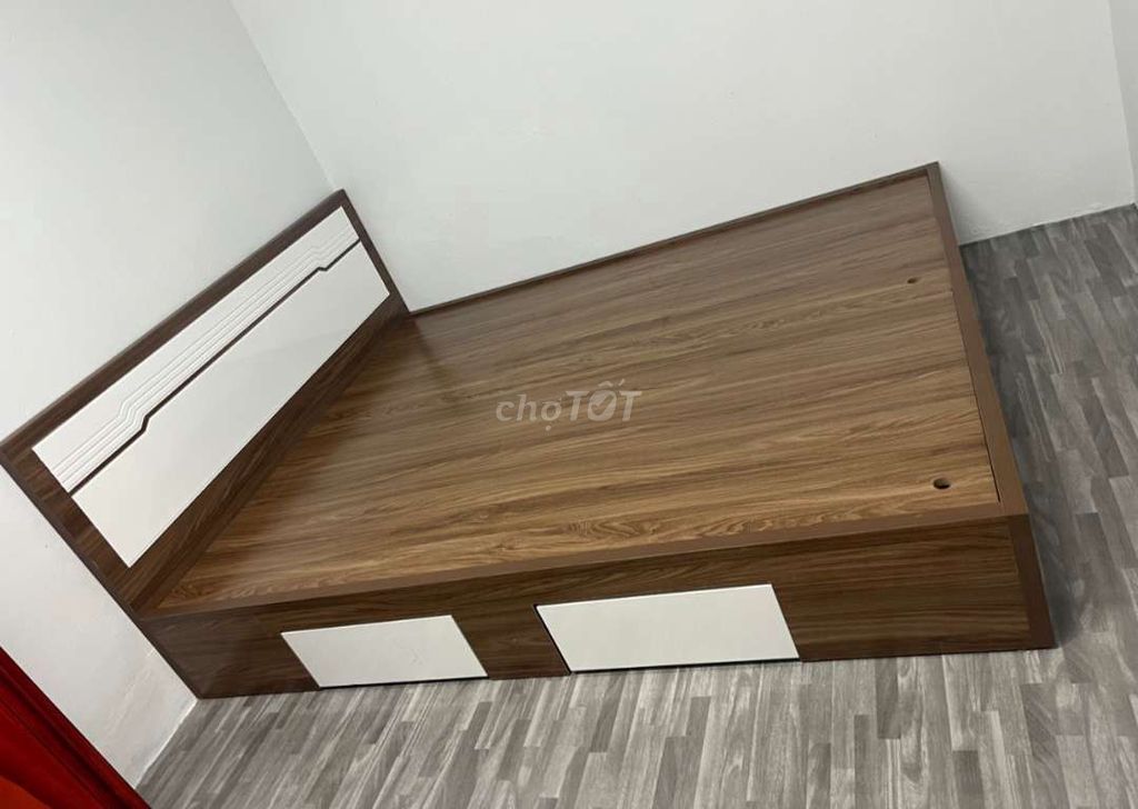 GIƯỜNG GỖ CÔNG NGHIỆP MDF 1M6*2M CÓ HỘP KÉO