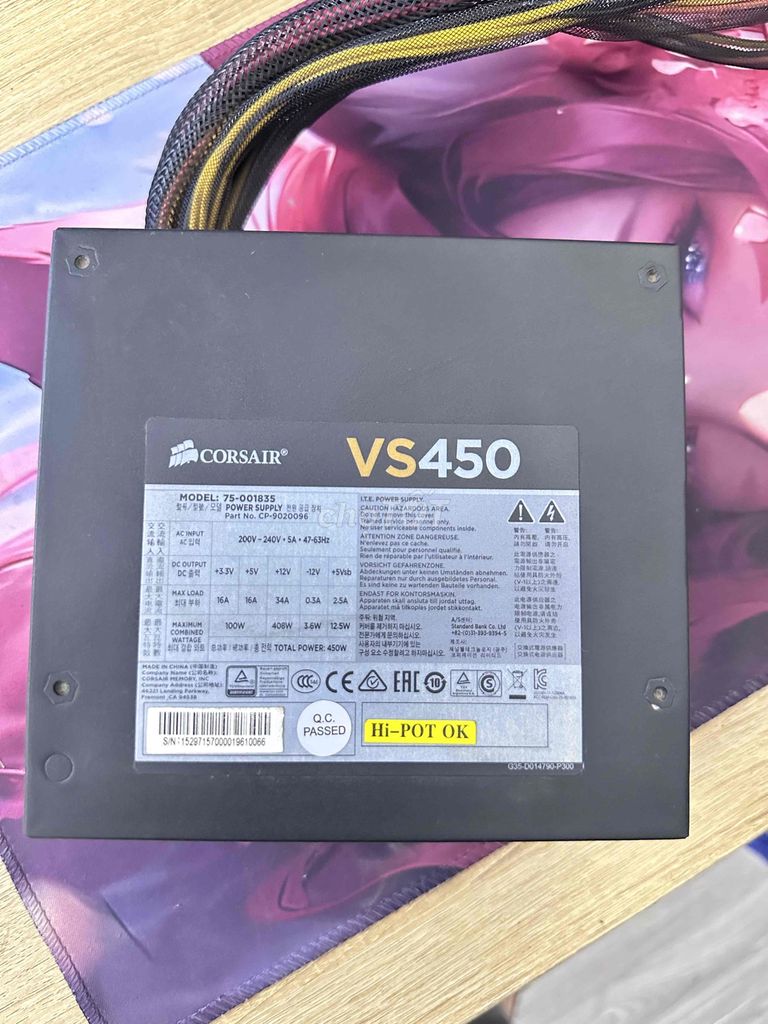 Nguồn máy tính Corsair VS450 450W Đã sử dụng. Mua bán Linh kiện (RAM, Card...) tại Quận Gò Vấp Tp Hồ Chí Minh được đăng bởi Thương hình 1