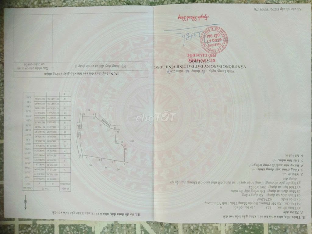 Bán Đất 6274m2 giá 6.6 tỷ tại Xã Mỹ Phước Huyện Mang Thít Vĩnh Long