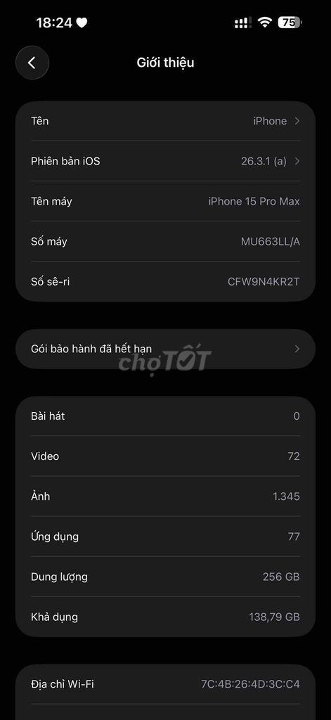 Apple iPhone 15 Pro Max 256GB. Mua bán Điện thoại tại Quận Hà Đông Hà Nội được đăng bởi Bùi Quang Tùng hình 1