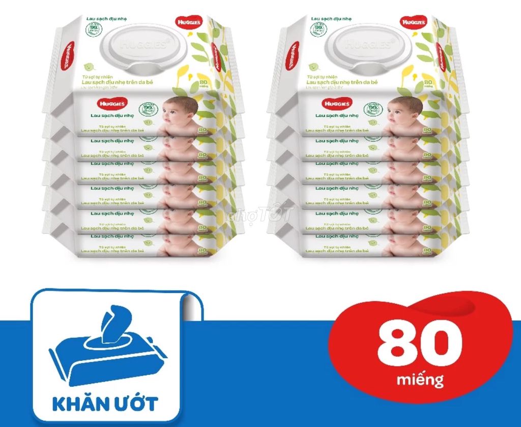 1 thùng 12 gói khăn giấy ướt HUGGIES (Gói 80 tờ)