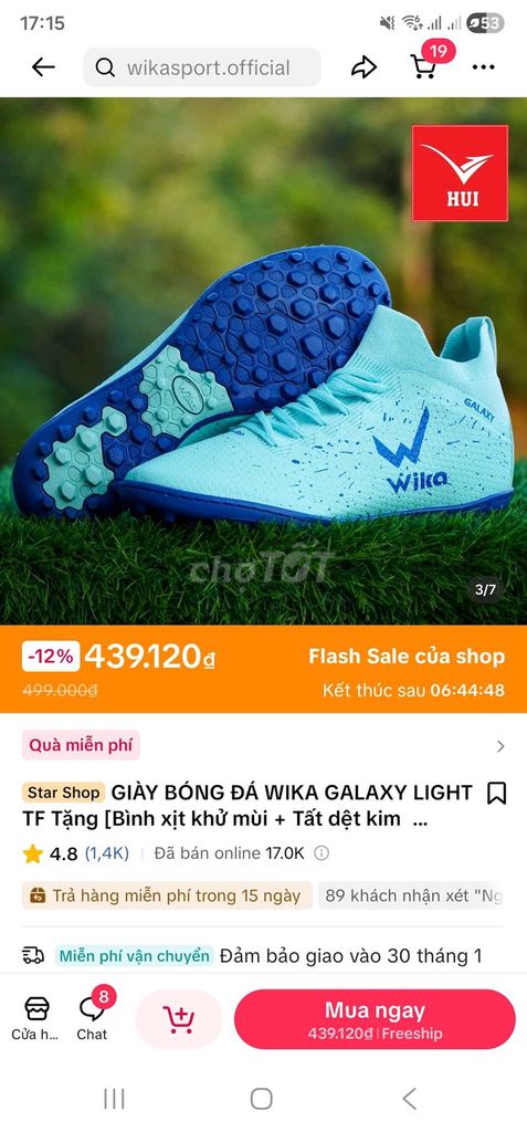 Giày bóng đá Wika Xanh ngọc Nam size 41. Mua bán Đồ thể thao, Dã ngoại tại Thành phố Nam Định Nam Định được đăng bởi Nguyễn Tấn  hình 1