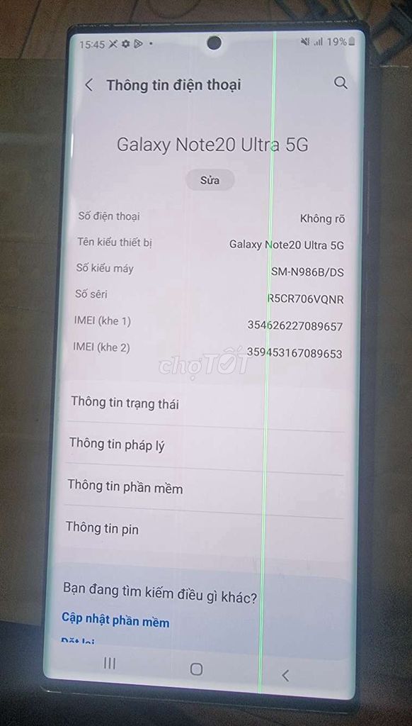 SS Note 20 ultra, 1 kẻ, bản Vn 2 sim, 12gb/256gb