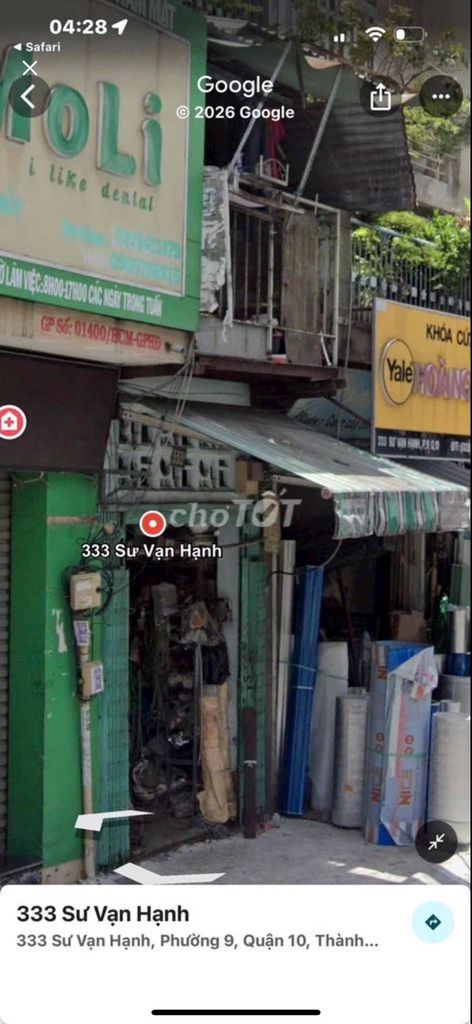 MẶT TIỀN KINH DOANH 333A SƯ VẠN HẠNH, DT 2,5M x 6M, 2 TẦNG, 3.98 TỶ TL