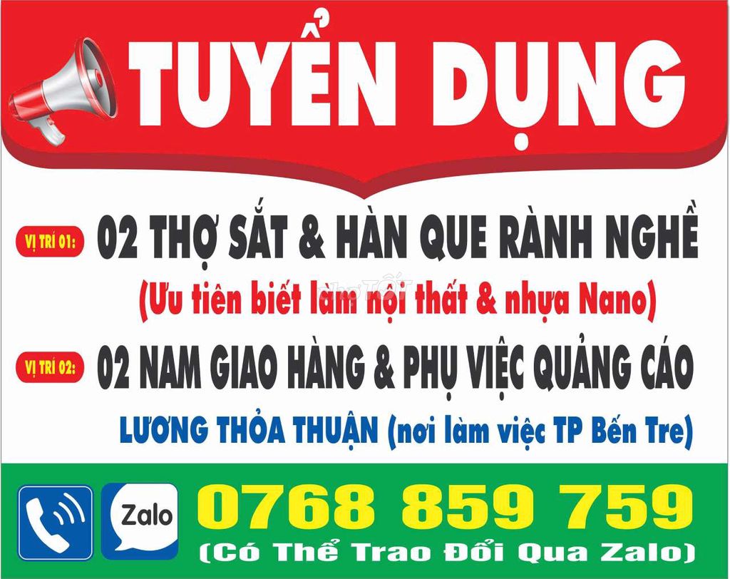 TUYỂN THỢ SẮT THỢ HÀN & GIAO HÀNG