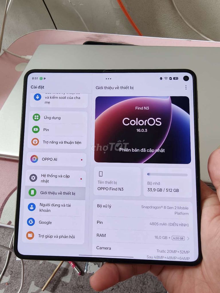 Oppo Find N3 16GB/512GB 98%. Mua bán Điện thoại tại Huyện Gia Lâm Hà Nội được đăng bởi Tịch hình 1