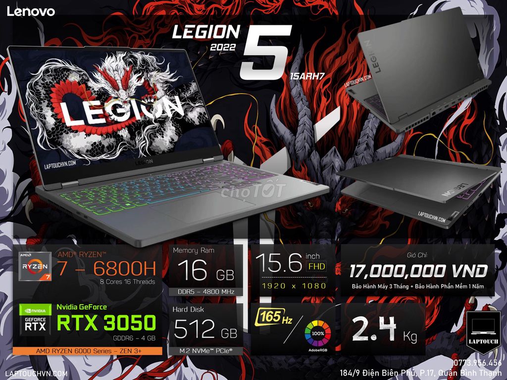 Lenovo Legion 5 Ryzen 7 16GB/512GB. Mua bán Laptop tại Quận Bình Thạnh Tp Hồ Chí Minh được đăng bởi Cửa Hàng Máy Tính Laptouch VN hình 1