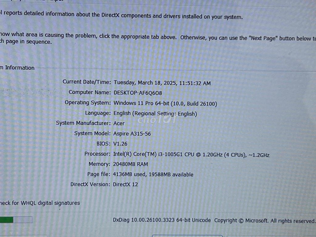 Acer A315, I3-1005G1, Ram 20G, SSD 512G. Mua bán Laptop tại Thành phố Long Xuyên An Giang được đăng bởi Laptop Mai Lý Nghĩa hình 6