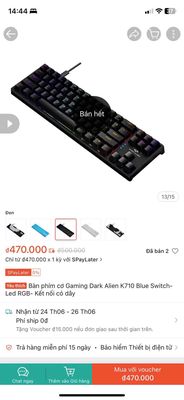 Bàn phím cơ Dark Alien K710 Blue Switch. Mua bán Phụ kiện (Màn hình, Chuột...) tại Quận Bắc Từ Liêm Hà Nội được đăng bởi Long Đình