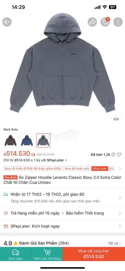 HOODIE LEVENTS mua nhầm size