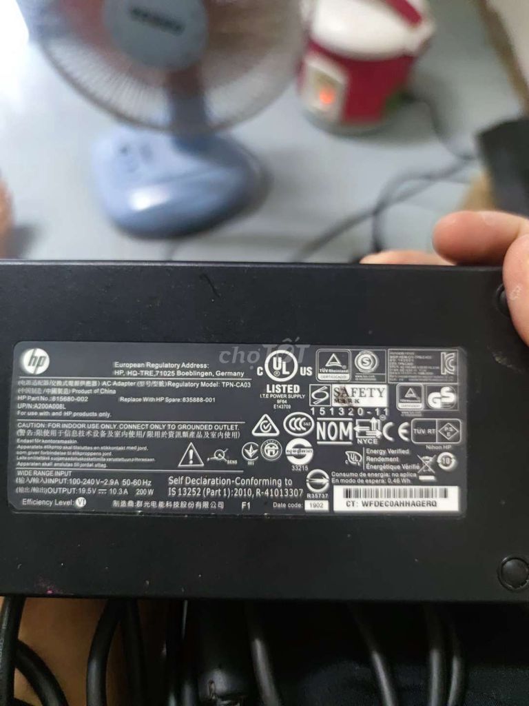 Sạc laptop HP 200W Hỏng. Mua bán Phụ kiện (Màn hình, Chuột...) tại Quận Ngũ Hành Sơn Đà Nẵng được đăng bởi Shrek hình 1