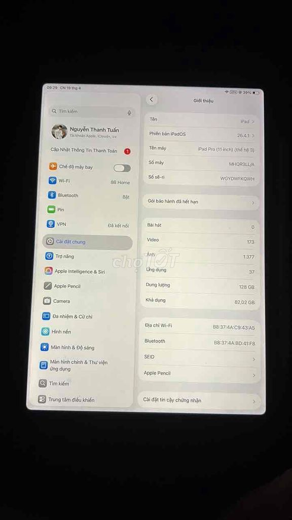 Apple iPad Pro 11 inch 128GB Xám. Mua bán Máy tính bảng tại Quận Ba Đình Hà Nội được đăng bởi Thanh Tuấn Nguyễn hình 1