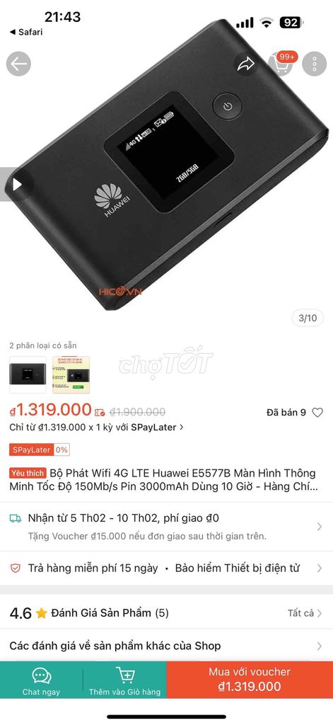 phát wifi huawei còn mới đã qua sử dụng