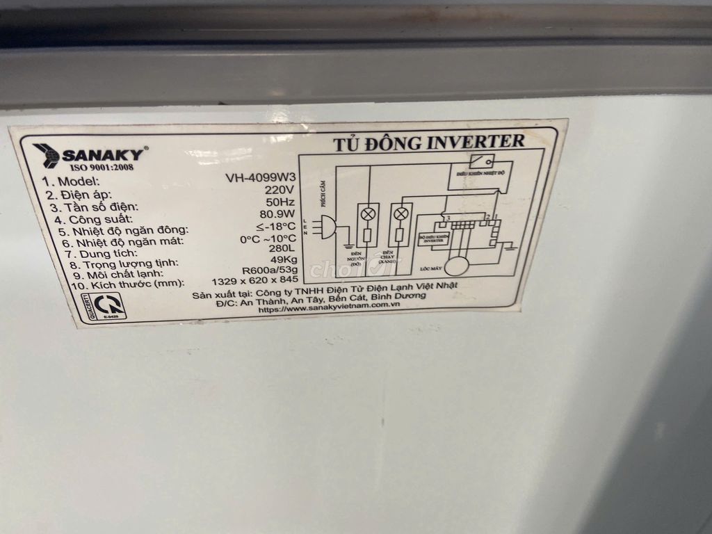 cần thanh lý tủ đông mát Sanaky inverter VH4099W3