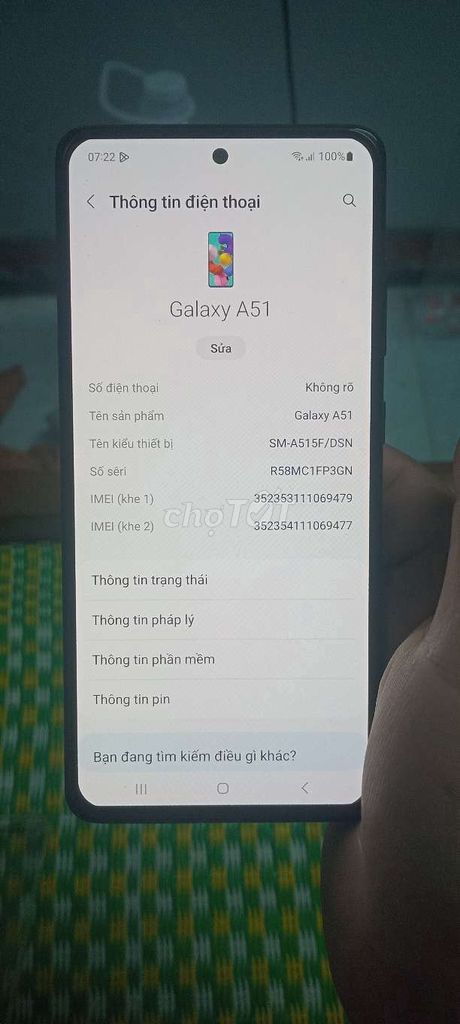 Samsung Galaxy A51 6/128GB màn zin full chức năng. Mua bán Điện thoại tại Quận Liên Chiểu Đà Nẵng được đăng bởi nam  hình 1