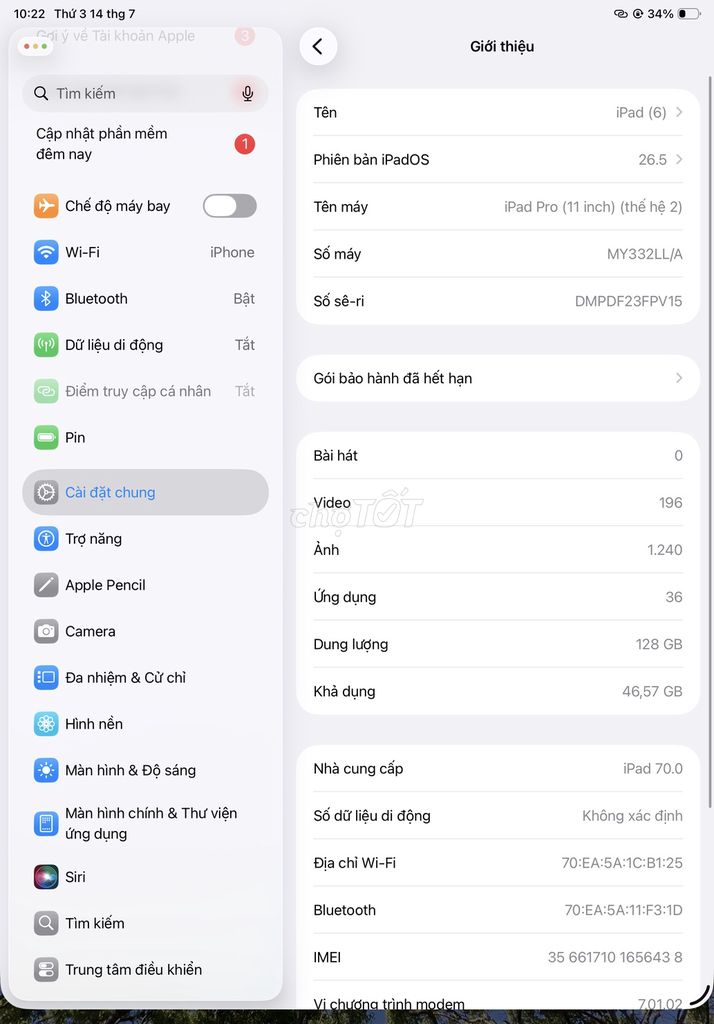 Apple iPad Pro M2 Wifi, 5G Xám. Mua bán Máy tính bảng tại Quận Bình Thạnh Tp Hồ Chí Minh được đăng bởi Tên chưa cung cấp hình 1