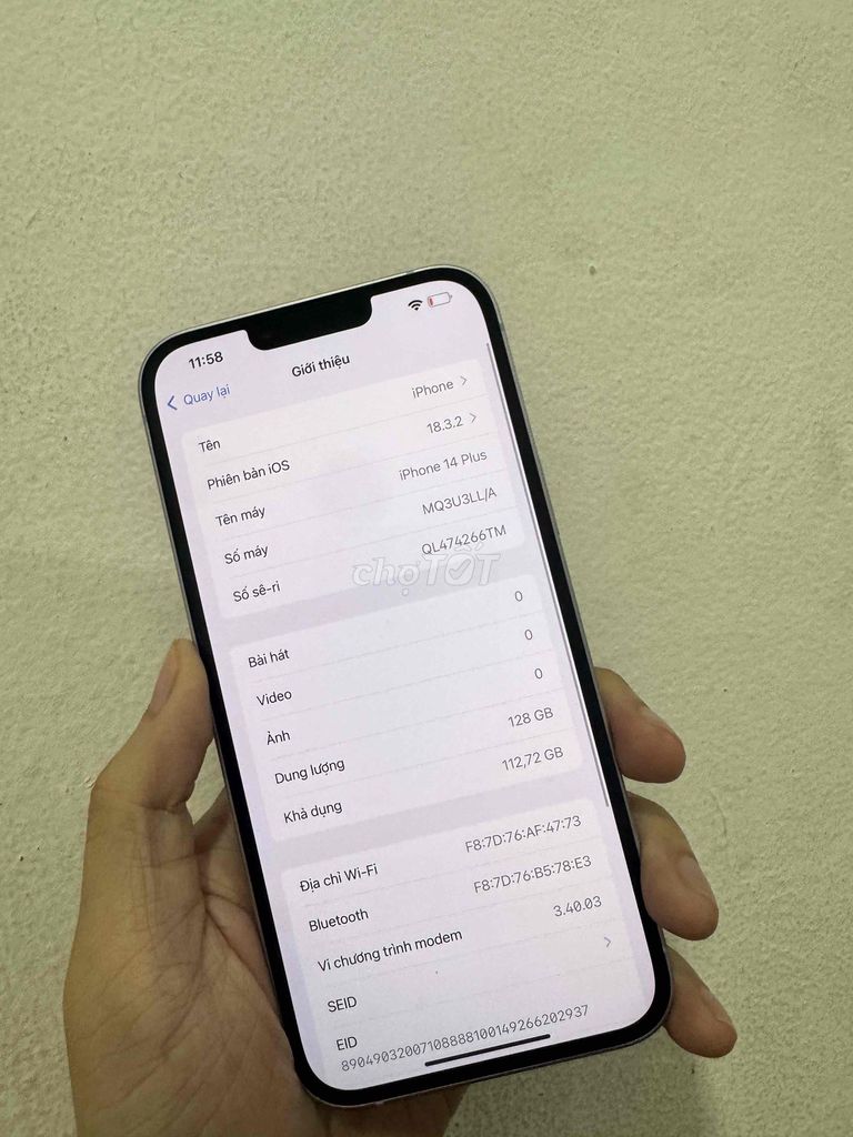 14 Plus 128GB Qte Đẹp Keng Zin Áp Tím 🥒. Mua bán Điện thoại tại Thành phố Sa Đéc Đồng Tháp được đăng bởi Mr Iphone hình 1