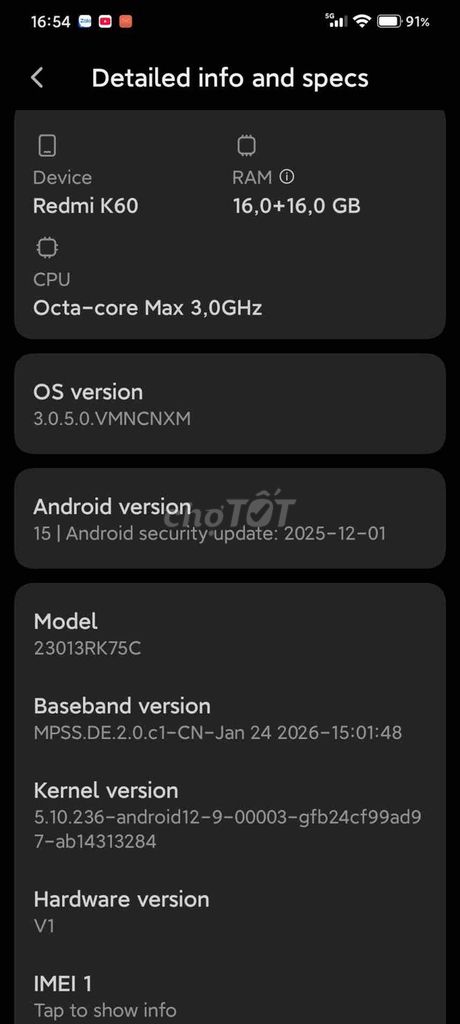 Xiaomi Redmi K60 16GB/256GB Đen lỗi màn. Mua bán Điện thoại tại Quận 6 Tp Hồ Chí Minh được đăng bởi lý nghiã hình 1