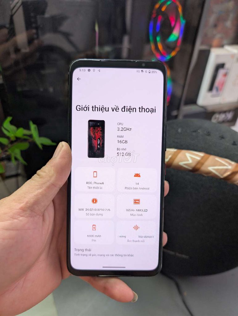 ROG Phone 6 Diablo Immortal 16GB/512GB Đen. Mua bán Điện thoại tại Thành phố Thủ Đức Tp Hồ Chí Minh được đăng bởi Shop mobile Trần Cường hình 1