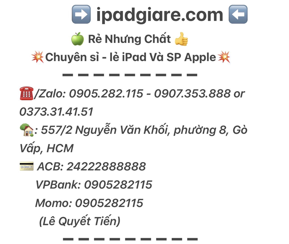 TienLe-iPad Giá Rẻ tại Quận Gò Vấp, Tp Hồ Chí Minh hình 1