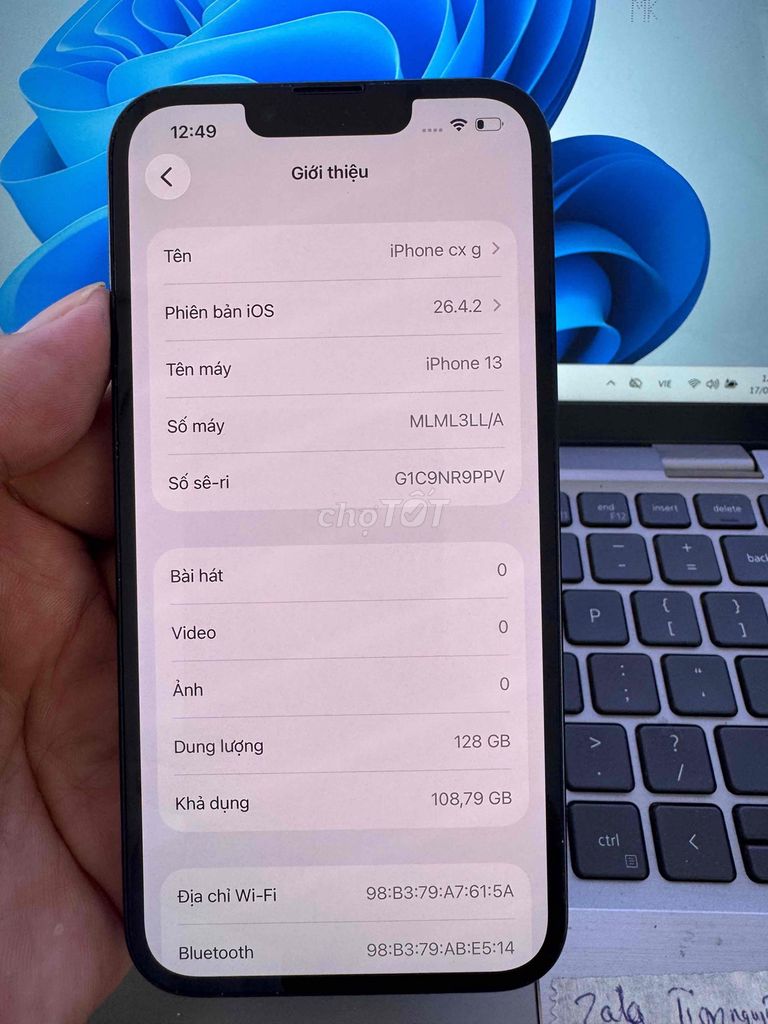Apple iPhone 13 128GB Đen 98,5%. Mua bán Điện thoại tại Quận 6 Tp Hồ Chí Minh được đăng bởi QUỐC THIÊN BÁN GÓP 0 ĐỒNG  hình 1