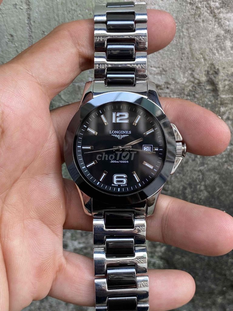 Đồng hồ Long-ines Rado inox khối phối đá size 42mm