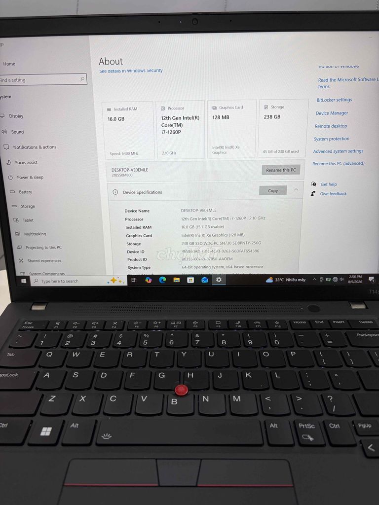 Lenovo ThinkPad T14s Gen3 chip i7-1260P ram ddr5. Mua bán Laptop tại Quận Tân Bình Tp Hồ Chí Minh được đăng bởi vy hình 1