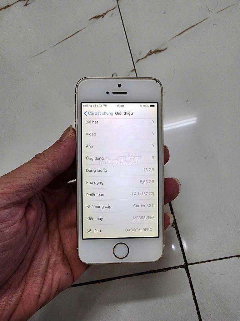 Bán Iphone5s Quốc tế mất vân tay zin xấu