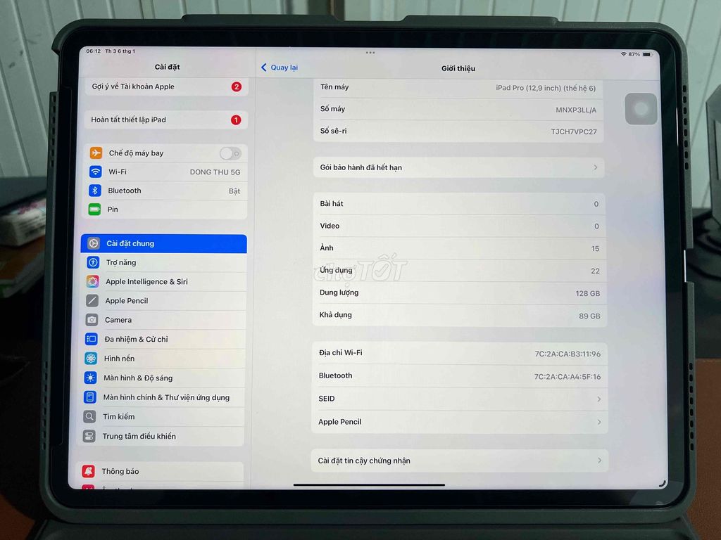 Apple iPad Pro 12.9 inch 128GB Xám+bàn phím Zagg. Mua bán Máy tính bảng tại Huyện Bù Gia Mập Bình Phước được đăng bởi Nam hình 1