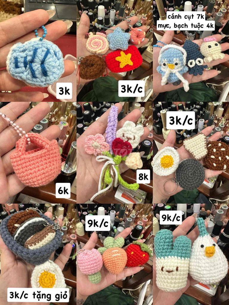 Móc khóa len nhiều màu