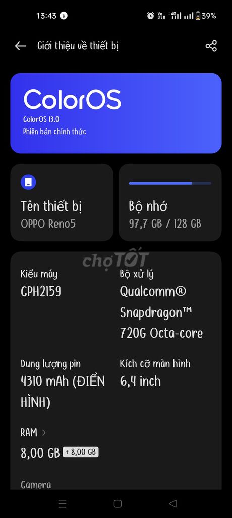OPPO Reno5 128GB Snapdragon 720G. Mua bán Điện thoại tại Quận 6 Tp Hồ Chí Minh được đăng bởi Ducky P hình 1