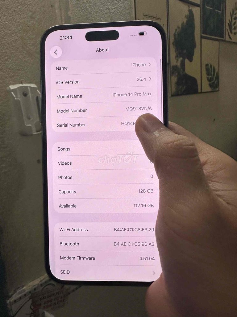 Bán máy iPhone 14 Pro Max 128GB VN/A. Mua bán Điện thoại tại Thành phố Thủ Đức Tp Hồ Chí Minh được đăng bởi Nguyễn Thị Thơ hình 1