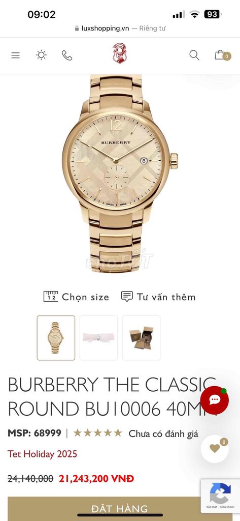 Thanh lý đồng hồ Burberry mới 99%