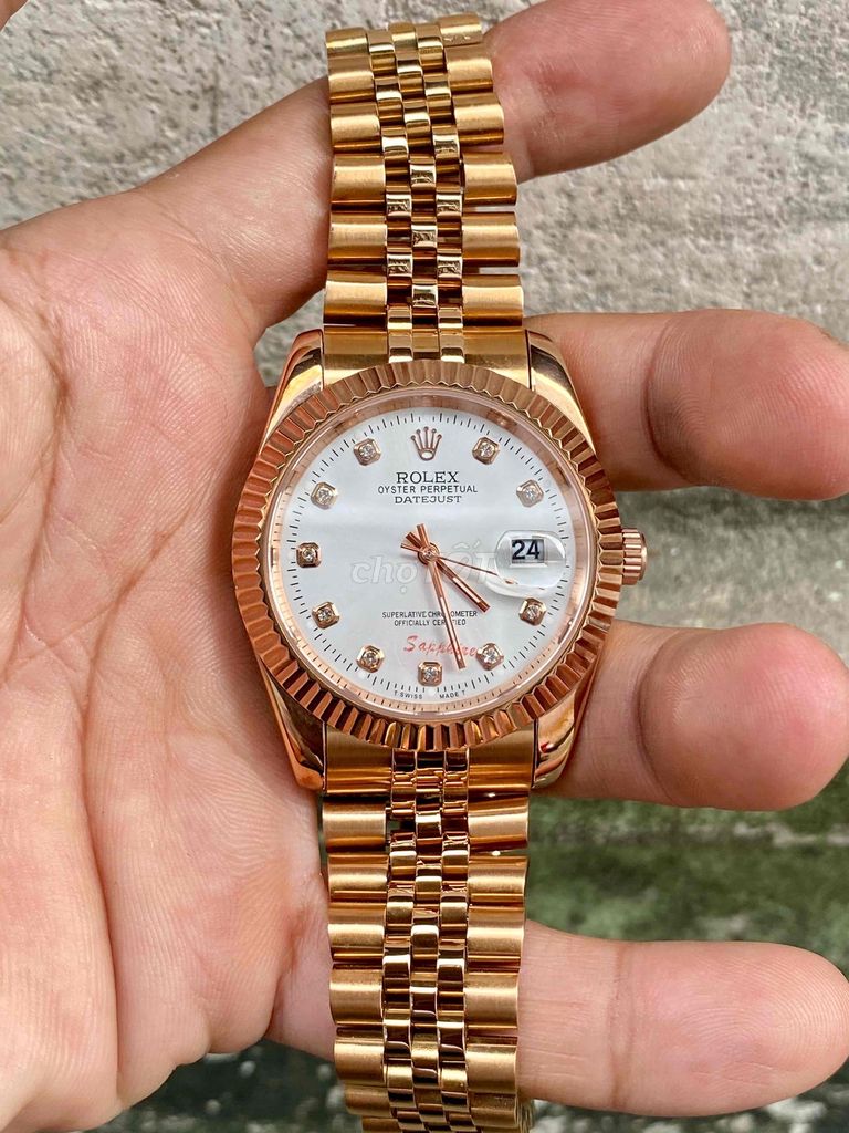 Rô-lex nam size 39mm, toàn thân Rose-Gold