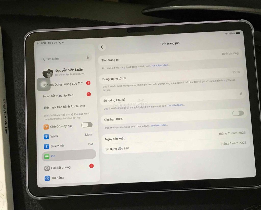 Apple iPad Air 11-inch (M4). Mua bán Máy tính bảng tại Huyện Hóc Môn Tp Hồ Chí Minh được đăng bởi Nguyễn Văn Luân hình 1