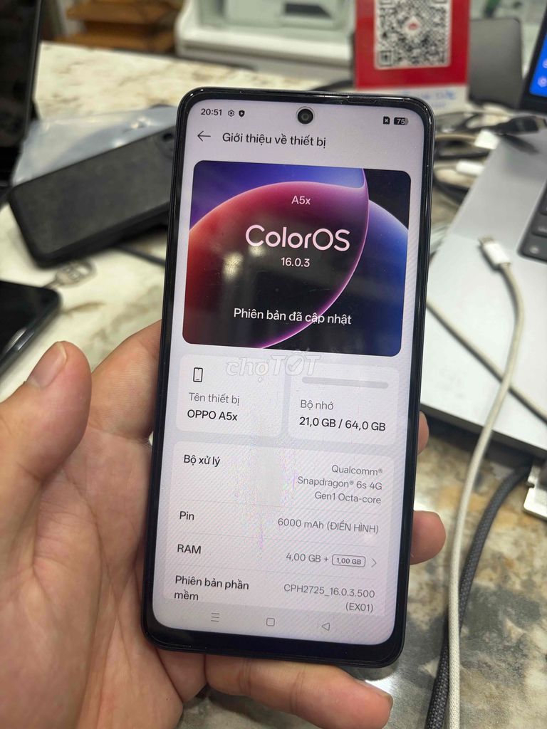 OPPO A5x 64GB Xám Đã sử dụng. Mua bán Điện thoại tại Huyện Thanh Trì Hà Nội được đăng bởi Đoàn Xuân Tùng hình 1