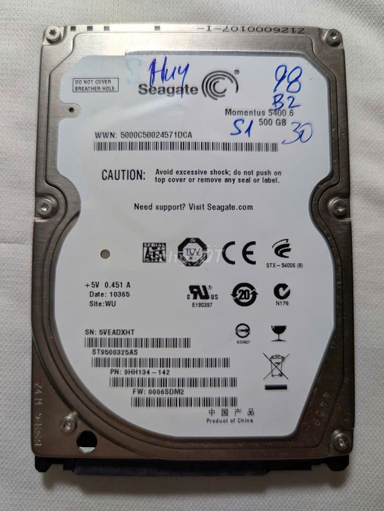 Ổ cứng Laptop cũ HDD Seagate 500GB SATA 2.5 SK98