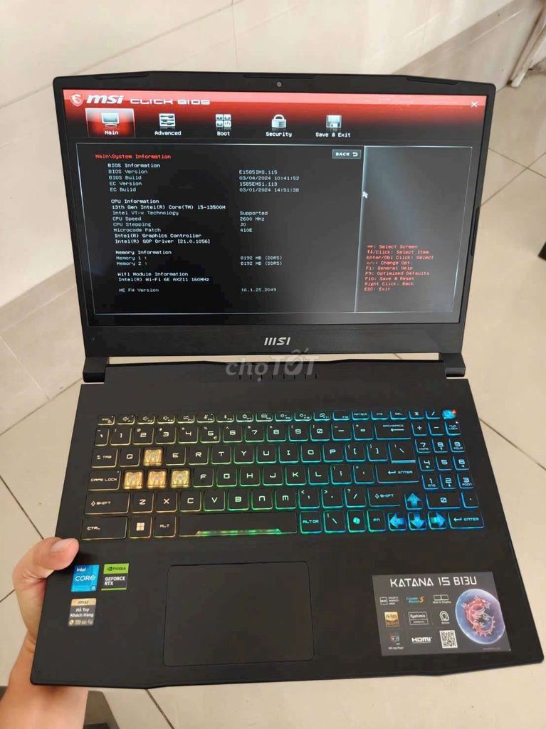 MSI Katana 15 i5-13420H/16G/512G/RTX3050 6GB. Mua bán Laptop tại Quận Ninh Kiều Cần Thơ được đăng bởi QYN hình 1