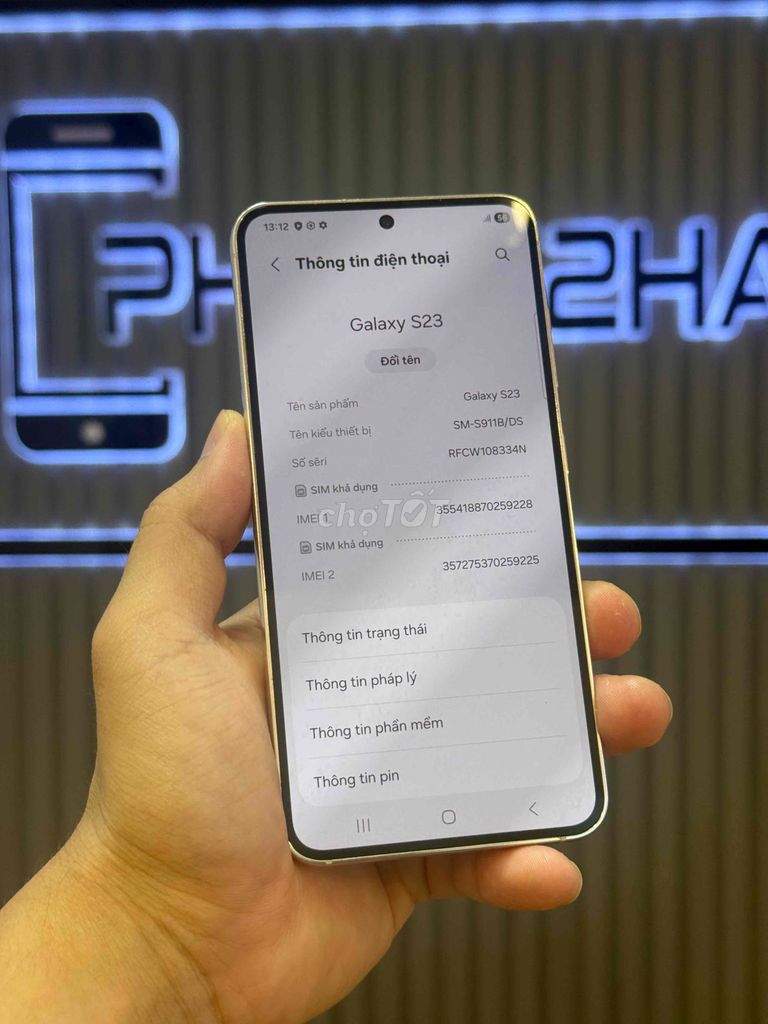 Samsung Galaxy S23 128GB Trắng 99%. Mua bán Điện thoại tại Quận 3 Tp Hồ Chí Minh được đăng bởi Phone2Hand hình 1